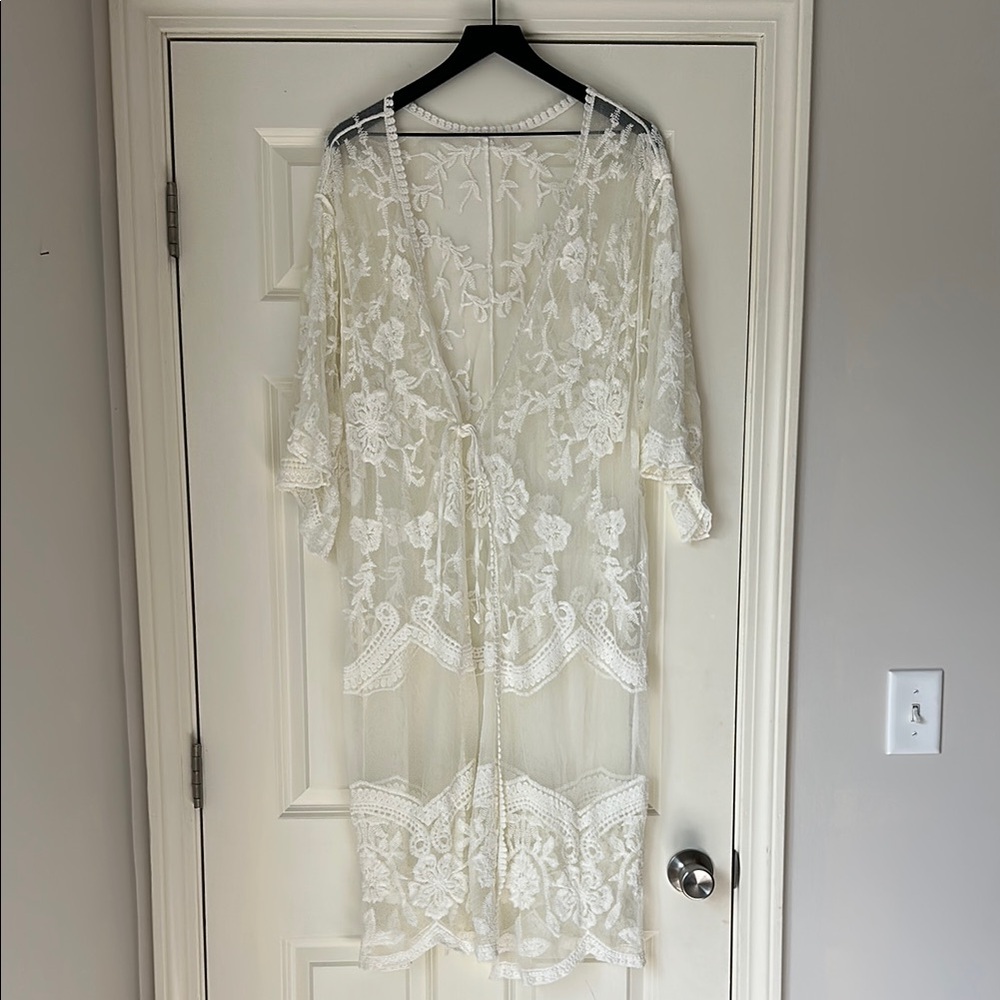 SHEIN Elegant Lace Coverup - White